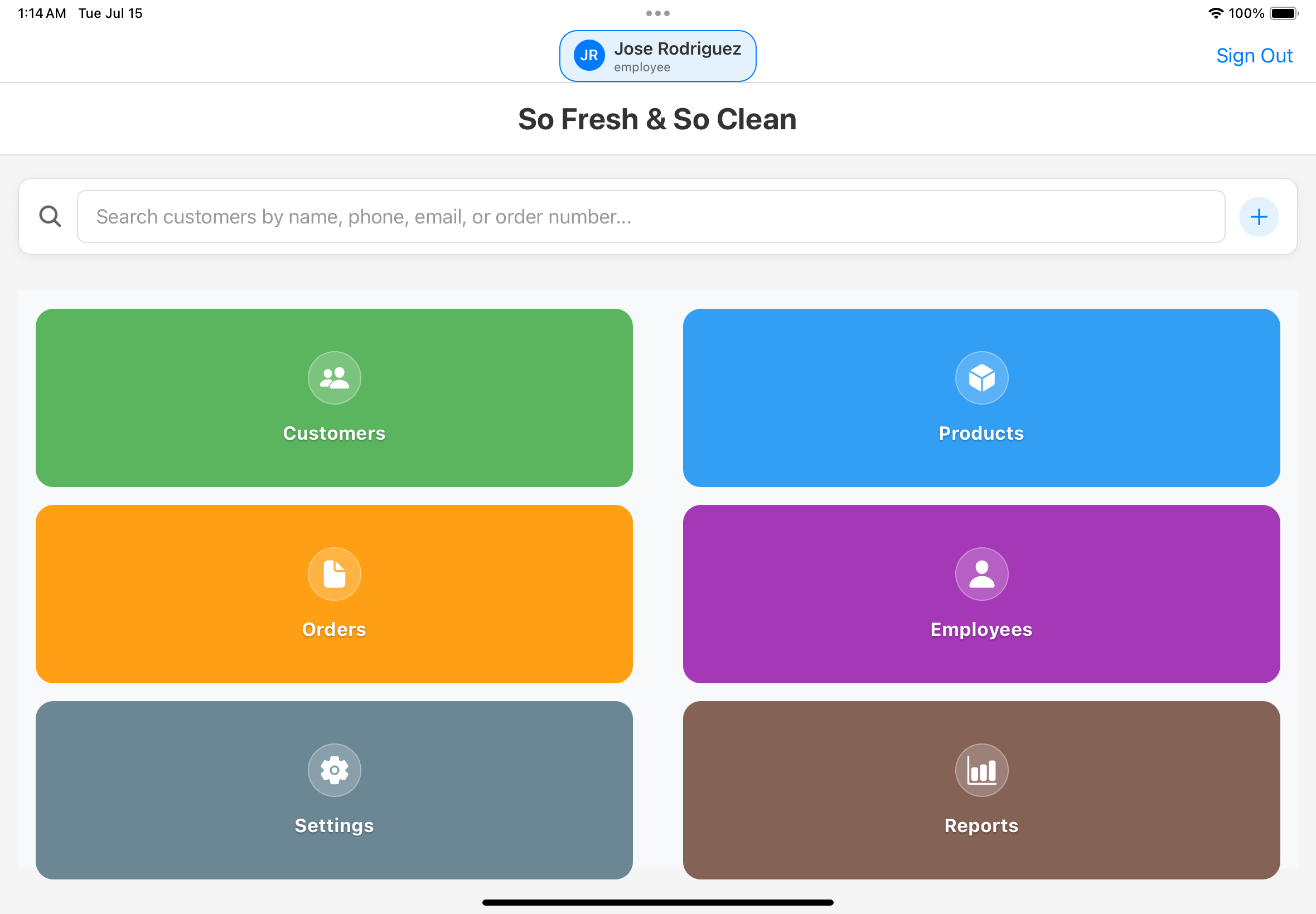 POS Cleaning Services App Screen 1